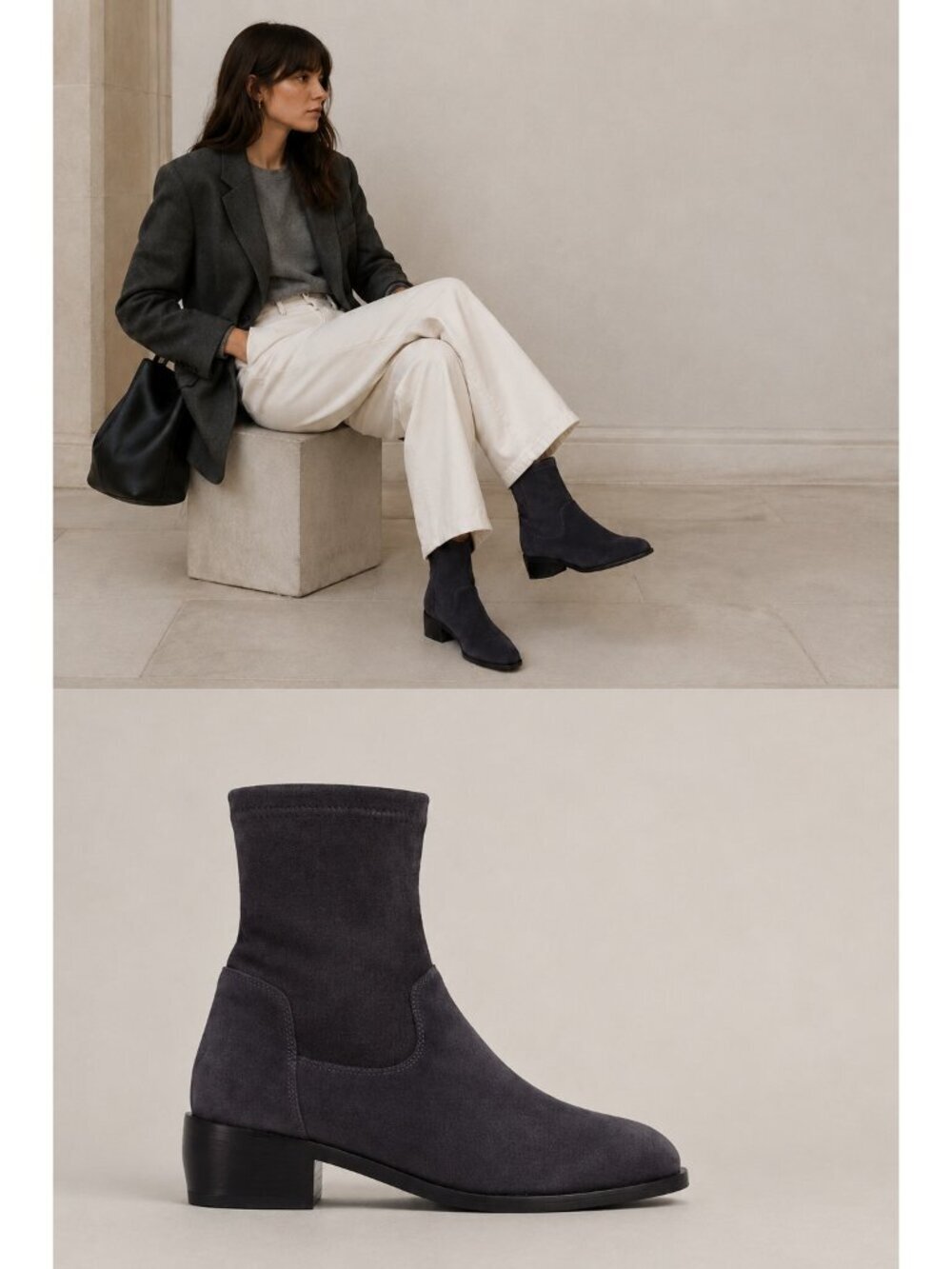 Aquatalia Italy Navy Blue Suede Ankle Boots Women’s 8 Waterproof Sock Booties